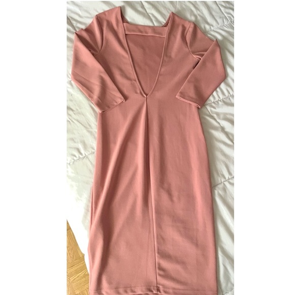 MIDI Length Pink Dress with Open Back - Picture 2 of 2